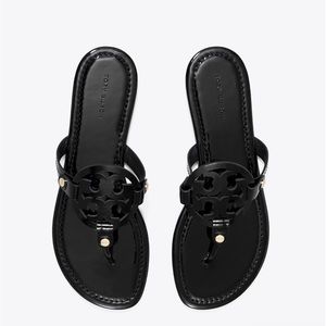 Tory Burch Miller Patent Leather Sandal Size 6 in Black